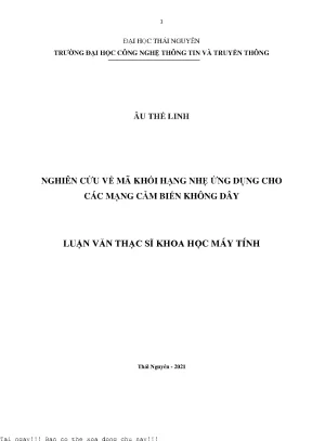 Nghiên cứu về mã khối hạng nhẹ ứng dụng cho các mạng cảm biến không dây