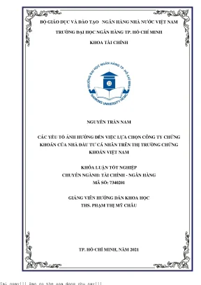 Các yếu tố ảnh hưởng đến việc lựa chọn công ty chứng khoán của nhà đầu tư cá nhân trên thị trường chứng khoán việt nam 2021
