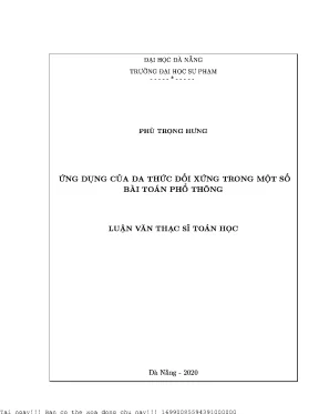 Ứng dụng của đa thức đối xứng trong một số bài toán phổ thông
