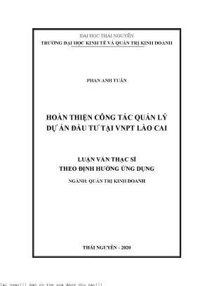 Hoàn thiện công tác quản lý dự án đầu tư tại vnpt lào cai