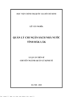 Quản lý chi ngân sách nhà nước tỉnh đắk lắk