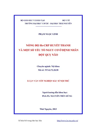 Nồng độ hs crp huyết thanh và một số yếu tố nguy cơ ở bệnh nhân đột quỵ não