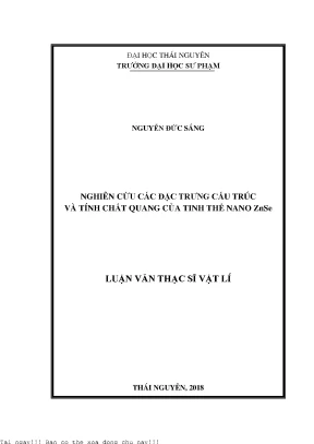 Nghiên cứu các đặc trưng cấu trúc và tính chất quang của tinh thể nano znse