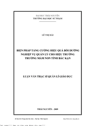Biện pháp tăng cường hiệu quả bồi dưỡng nghiệp vụ quản lý cho hiệu trưởng mầm non tỉnh bắc kạn