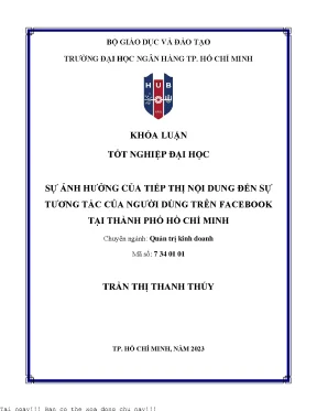 Sự ảnh hưởng của tiếp thị nội dung đến sự tương tác của người dùng trên facebook tại tp hcm 2023