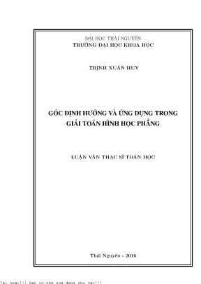 Góc định hướng và ứng dụng trong giải toán hình học phẳng
