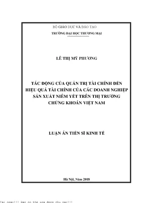 Tác động của quản trị tài chính đến hiệu quả tài chính của các doanh nghiệp sản xuất niêm yết trên thị trường chứng khoán việt nam