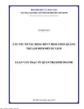 Các yếu tố tác động đến ý định chọn quảng trị làm điểm đến du lịch