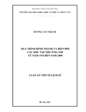 Quá trình hình thành và biến đổi các khu tập thể ở hà nội từ năm 1954 đến năm 2000