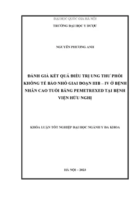 Đánh giá kết quả điều trị ung thư phổi không tế bào nhỏ giai đoạn iiib iv ở bệnh nhân cao tuổi bằng pemetrexed tại bệnh viện hữu nghị
