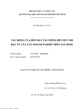 Tác động của đòn bẩy tài chính đến mức độ đầu tư của các doanh nghiệp trên sàn hose