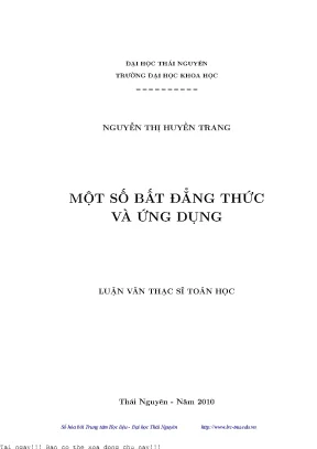 Một số bất đẳng thức và ứng dụng