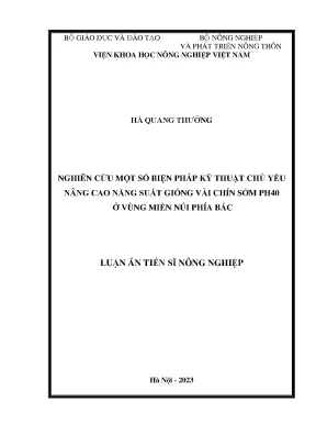 Nghiên cứu một số biện pháp kỹ thuật chủ yếu nâng cao năng suất vải chín sớm ph40 ở vùng miền núi phía bắc