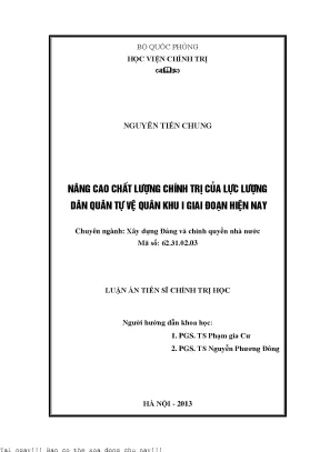 Nâng cao chất lượng chính trị của lực lượng dân quân tự vệ quân khu i giai đoạn hiện nay