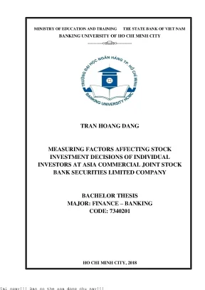 Measuring factors affecting stock investment decisions of individual investors at asia commercial joint stock bank securities limited company 2018