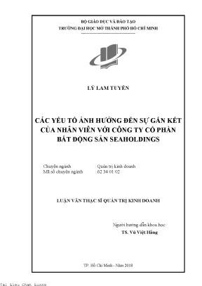 Các yếu tố ảnh hưởng đến sự gắn kết của nhân viên với công ty cổ phần bất động sản seaholdings