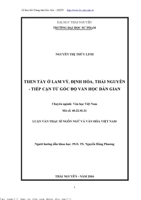 Then tày ở lam vỹ định hóa thái nguyên tiếp cận từ góc độ văn học dân gian