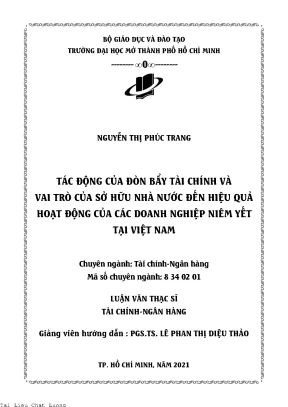 Tác động của đòn bẩy tài chính và vai trò của sở hữu nhà nước đến hiệu quả hoạt động của các doanh nghiệp niêm yết tại việt nam