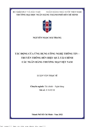 Tác động của ứng dụng công nghệ thông tin truyền thông đến hiệu quả tài chính các ngân hàng thương mại việt nam 2022