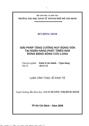 Giải pháp tăng cường huy động vốn tại ngân hàng phát triển nhà đồng bằng sông cửu long