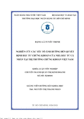 Nghiên cứu các yếu tố ảnh hưởng đến quyết định đầu tư chứng khoán của nhà đầu tư cá nhân tại thị trường chứng khoán việt nam 2021