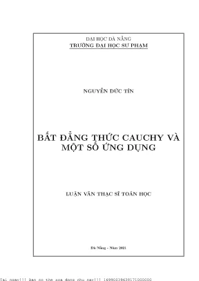 Bất đẳng thức cauchy và một số ứng dụng
