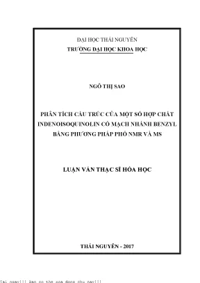 Phân tích cấu trúc của một số hợp chất indenoisoquinolin có mạch nhánh benzyl bằng phương pháp phổ nmr và ms