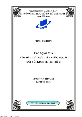 Tác động của vốn đầu tư trực tiếp nước ngoài đối với kinh tế tri thức