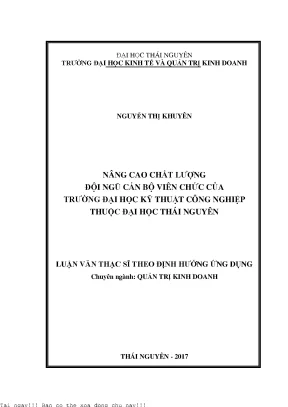 Nâng cao chất lượng đội ngũ cán bộ viên chức của trường đại học kỹ thuật công nghiệp thuộc đại học thái nguyên