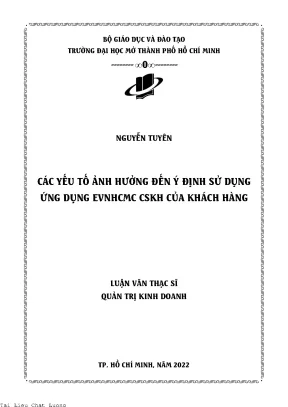 Các yếu tố ảnh hưởng đến ý định sử dụng ứng dụng evnhcmc cskh của khách hàng