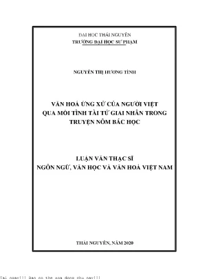 Văn hóa ứng xử của người việt qua mối tình tài tử giai nhân trong truyện nôm bác học
