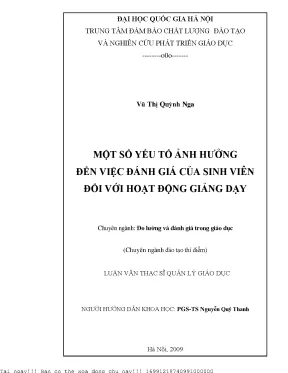 Một số yếu tố ảnh hưởng đến việc đánh giá của sinh viên đối với hoạt động giảng dạy