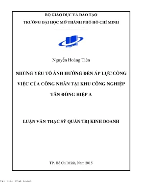 Những yếu tố ảnh hưởng đến áp lực công việc của công nhân tại khu công nghiệp tân đông hiệp a