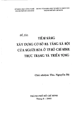 Tiềm năng xây dựng cơ sở hạ tầng xã hội của người hoa ở tphcm thực trạng và triển vọng
