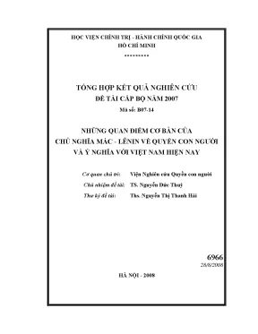 Những quan điểm cơ bản của chủ nghĩa mác lênin về quyền con người và ý nghĩa với việt nam hiện nay 1