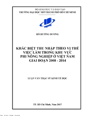 Khác biệt thu nhập theo vị thế việc làm trong khu vực phi nông nghiệp ở việt nam giai đoạn 2008 2014