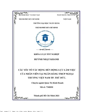 Các yếu tố tác động đến động lực làm việc của nhân viên tại ngân hàng tmcp ngoại thương thành phố thủ đức 2021