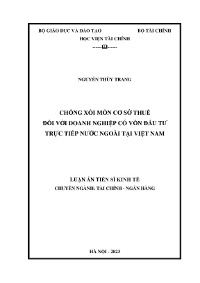 Chống xói mòn cơ sở thuế đối với doanh nghiệp có vốn đầu tư trực tiếp nước ngoài tại việt nam