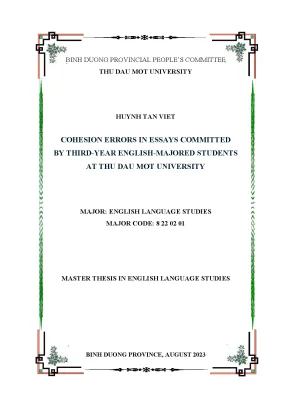 Cohesion errors in essays committed by third year english majored students at thu dau mot university