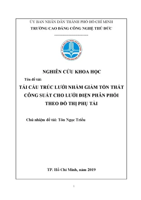 Tái cấu trúc lưới nhằm giảm tổn thất công suất cho lưới điện phân phối theo đồ thị phụ tải
