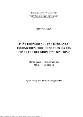 Phát triển đội ngũ cán bộ quản lý trường trung học cơ sở trên địa bàn thành phố quy nhơn tỉnh bình định