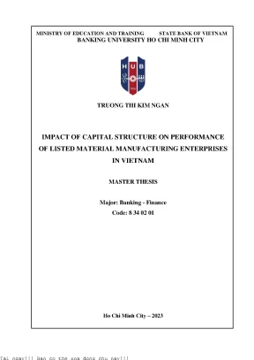 Impact of capital structure on performance of listed material manufacturing enterprises in vietnam master thesis