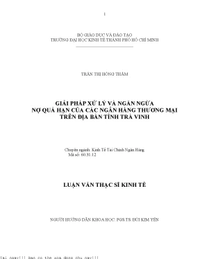 Giải pháp xử lý và ngăn ngừa nợ quá hạn của các ngân hàng thương mại trên địa bàn tỉnh trà vinh