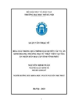Hòa giải trong quá trình giải quyết các vụ án kinh doanh thương mại từ thực tiễn tại tòa án nhân dân hai cấp tỉnh vĩnh phúc