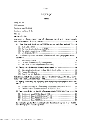 Xây dựng phương pháp xác định lãi xuất cho vay qua đánh giá tín dụng doanh nghiệp phù hợp với ngân hàng thương mại việt nam