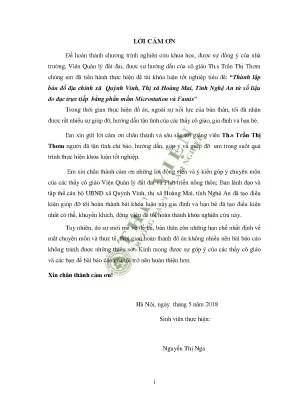 Thành lập bản đồ địa chính xã quỳnh vinh thị xã hoàng mai tỉnh nghệ an từ số liệu đo đạc trực tiếp bằng phần mềm microstation và famis