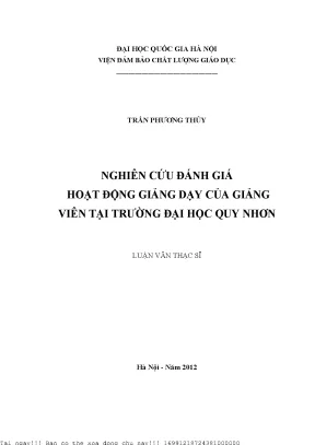 Nghiên cứu đánh giá hoạt động giảng dạy của giảng viên tại trường đại học quy nhơn
