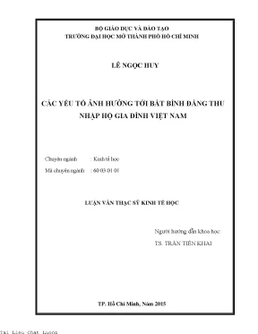 Các yếu tố ảnh hưởng tới bất bình đẳng thu nhập hộ gia đình việt nam