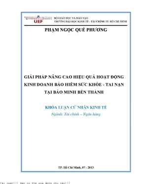 Giải pháp nâng cao hiệu quả hoạt động kinh doanh bảo hiểm sức khỏe tai nạn tại bảo minh bến thành