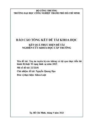 Tòa án tuyên bị cáo không có tội qua thực tiễn thi hành bộ luật tố tụng hình sự năm 2015